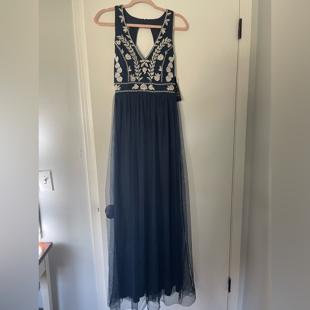 Trixxi Navy Maxi Dress with White Detailing